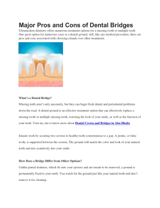 Major Pros and Cons of Dental Bridges