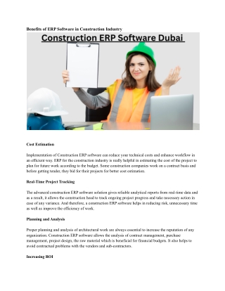 Construction ERP Software Dubai
