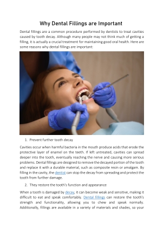 Why Dental Fillings are Important