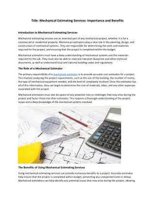 machnical_estimating services