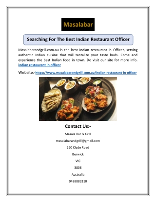 Searching For The Best Indian Restaurant Officer