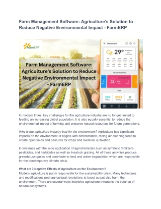 Farm Management Software_ Agriculture’s Solution to Reduce Negative Environmental Impact - FarmERP