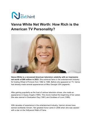 Vanna White Net Worth: How Rich is the American TV Personality?