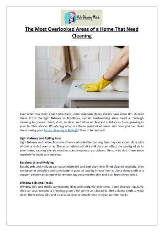 6 Most Overlooked Areas of a Home That Need Cleaning - Vals Cleaning Maid