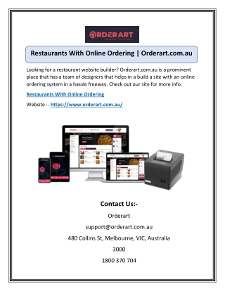 Restaurants With Online Ordering | Orderart.com.au
