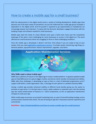 How to create a mobile app for a small business?