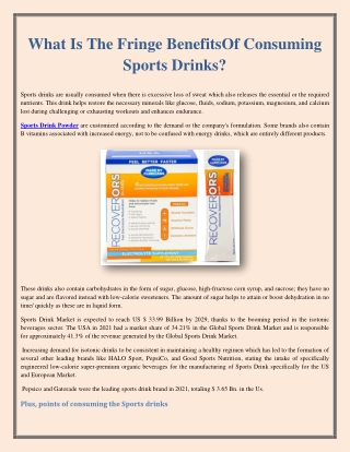What Is The Fringe BenefitsOf Consuming Sports Drinks?