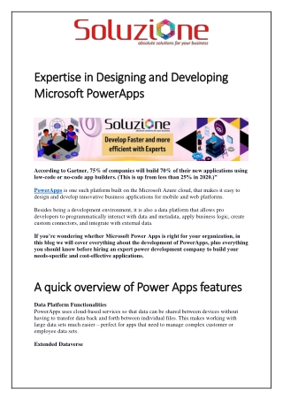 Experts in Designing and Developing Microsoft PowerApps - Soluzione