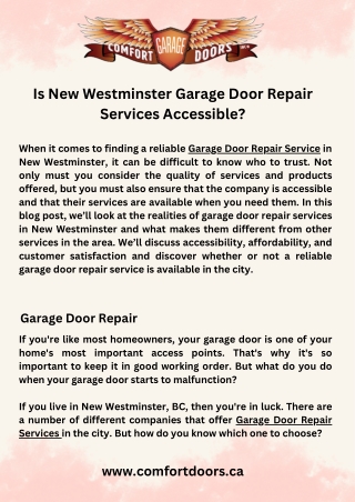 Is New Westminster Garage Door Repair Services Accessible