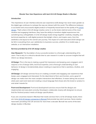 Elevate Your User Experience with best UI & UX Design Studio in Mumbai