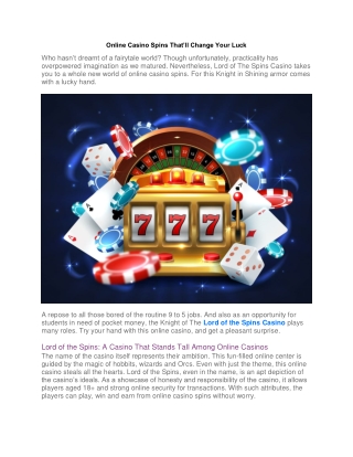 Online Casino Spins That