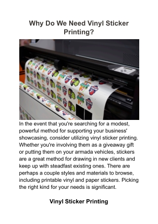 Why Do We Need Vinyl Sticker Printing