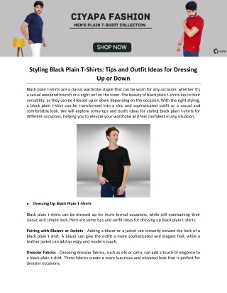 The Versatile Black Plain T-Shirt: Tips and Outfit Ideas for Any Occasion
