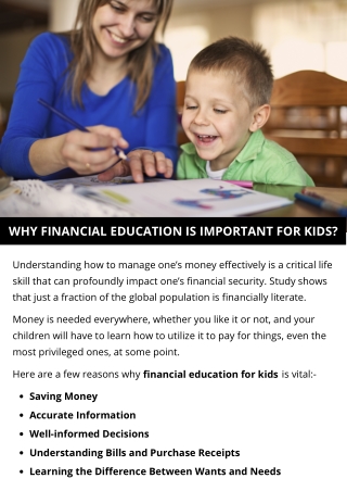 WHY FINANCIAL EDUCATION IS IMPORTANT FOR KIDS