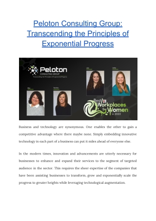 Peloton Consulting Group Transcending the Principles of Exponential Progress