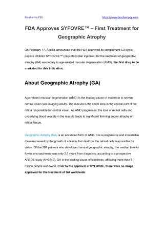 FDA Approves SYFOVRE™ – First Treatment for Geographic Atrophy