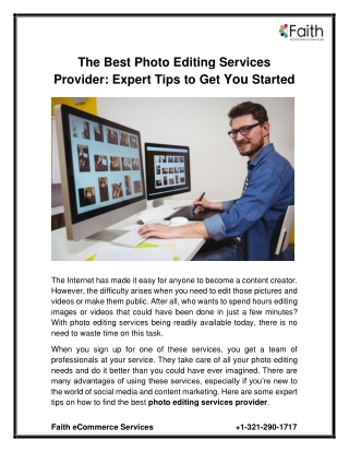 The Best Photo Editing Services Provider- Expert Tips to Get You Started