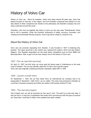 History of Volvo Car