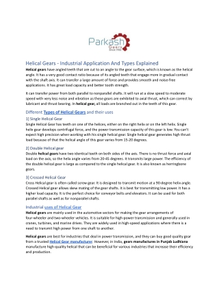 Types of Helical Gears And Their Industrial Application