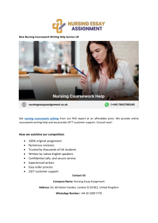 Best Nursing Coursework Writing Help Service UK