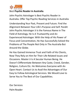 Best Psychic Reader in Australia