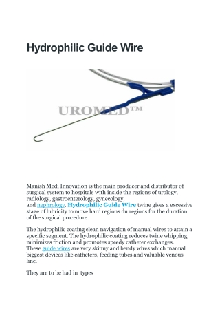 Hydrophilic Guide Wire