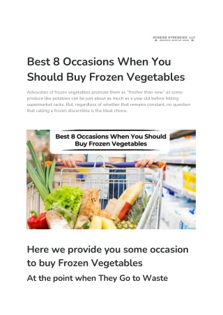 Best 8 Occasions When You Should Buy Frozen Vegetables