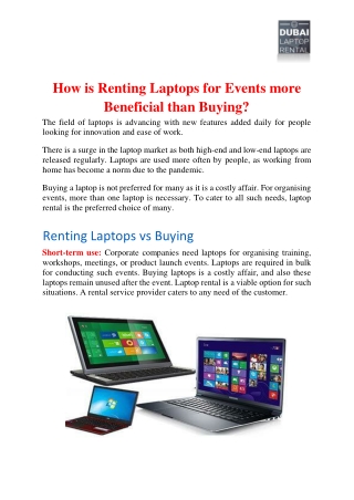 How is Renting Laptops for Events more Beneficial than Buying?