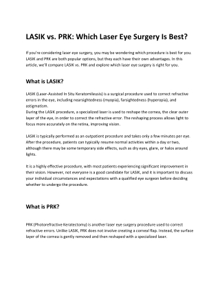 LASIK vs. PRK Which Laser Eye Surgery Is Best