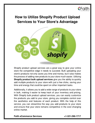 How to Utilize Shopify Product Upload Services to Your Store's Advantage