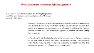 What are smart city street lighting systems