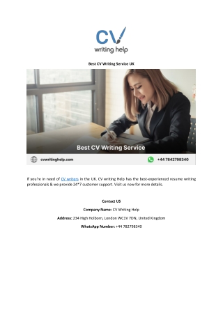 Best CV Writing Service UK