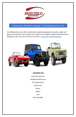 Automotive Weatherstripping | Fairchildindustries.com