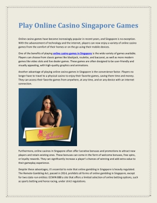 Play Online Casino Singapore Games