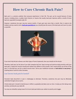 How to Cure Chronic Back Pain?