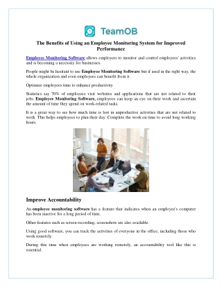The Benefits of Using an Employee Monitoring System for Improved Performance