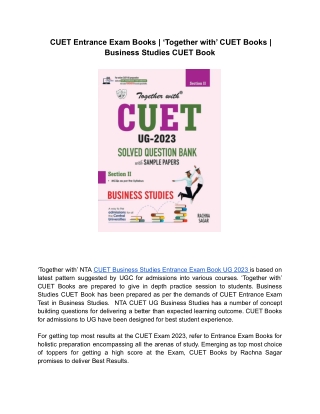 ‘Together with’ CUET Books | Section Wise Question Bank | Business Studies CUET