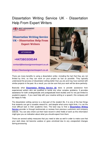 Dissertation Writing Service UK - Dissertation Help From Expert Writers