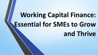 Working Capital Finance: Essential for SMEs to Grow and Thrive