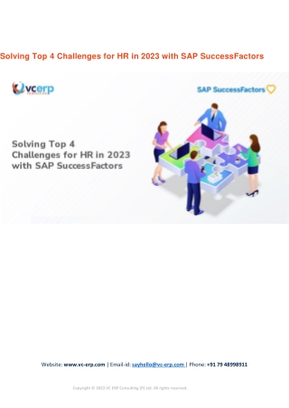 Solving Top 4 Challenges for HR in 2023 with SAP SuccessFactors