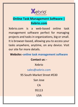 Online Task Management Software | Xebrio.com