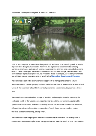 _Watershed Development Program in India_ An Overview