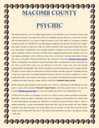 Macomb County Psychic