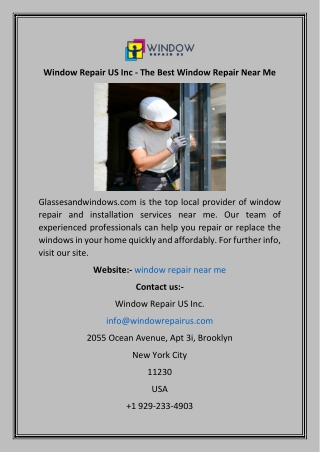 Window Repair US Inc - The Best Window Repair Near Me