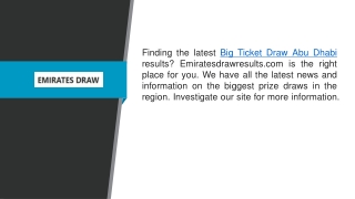 Big Ticket Draw Abu Dhabi  Emiratesdrawresults.com