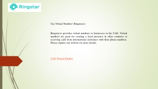 Uae Virtual Number   Ringstar.io