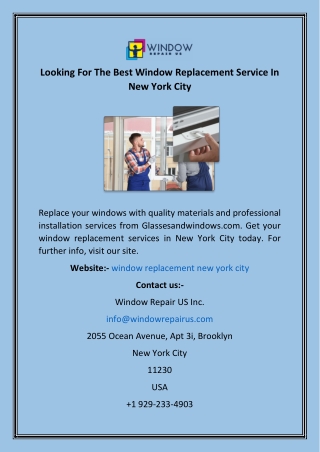 Looking For The Best Window Replacement Service In New York City
