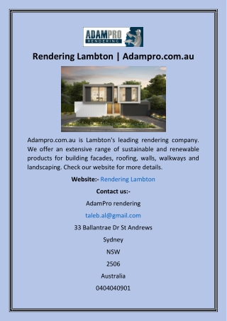 Rendering Lambton  Adampro.com
