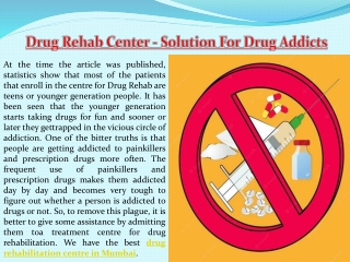 Drug Rehabilitation Centre in Mumbai