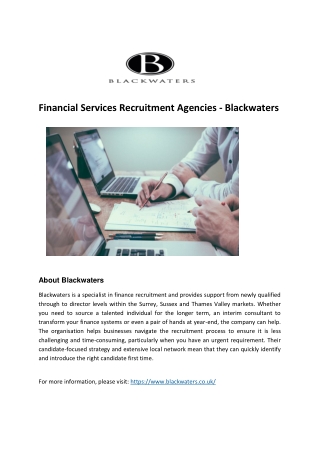 Financial Services Recruitment Agencies - Blackwaters